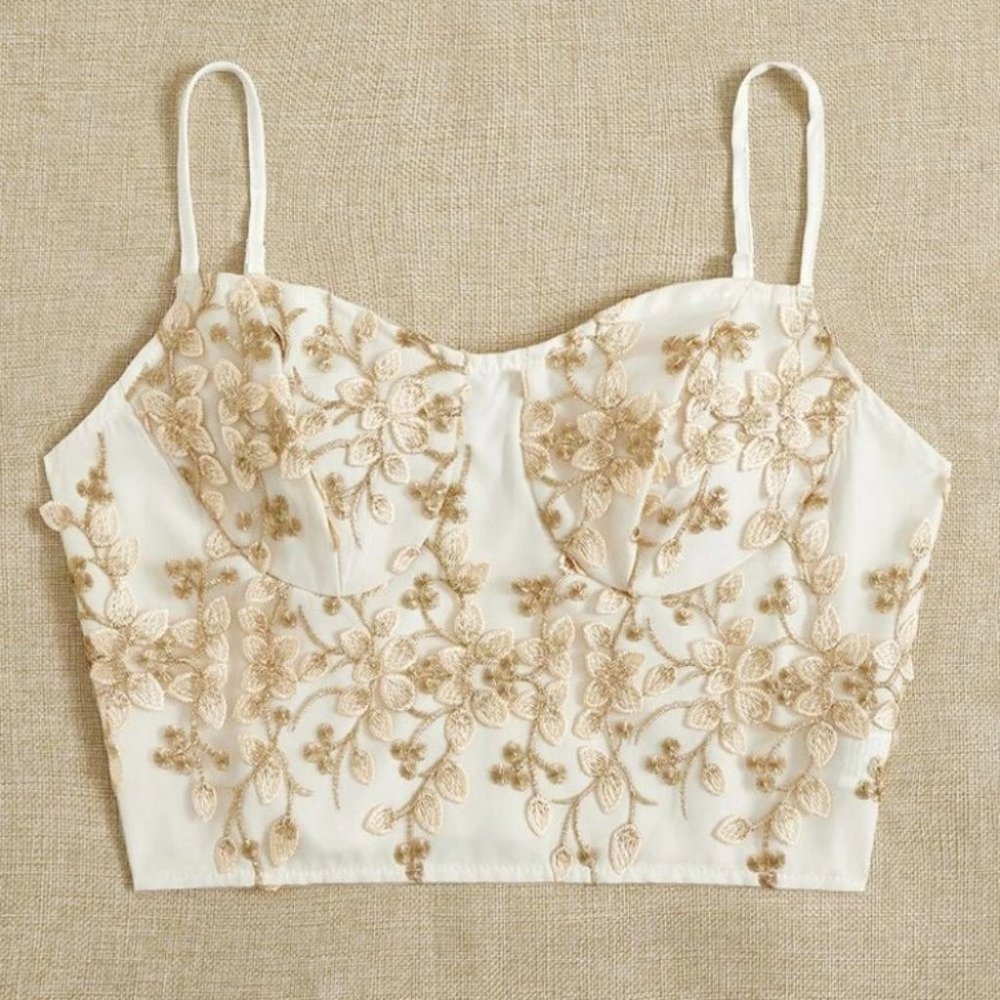 Floral Embroidery Cami Top sexy trendy - Picture 4 of 5